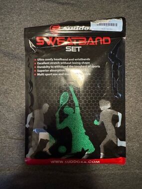 Sweatband Set – Black with Green Accents
